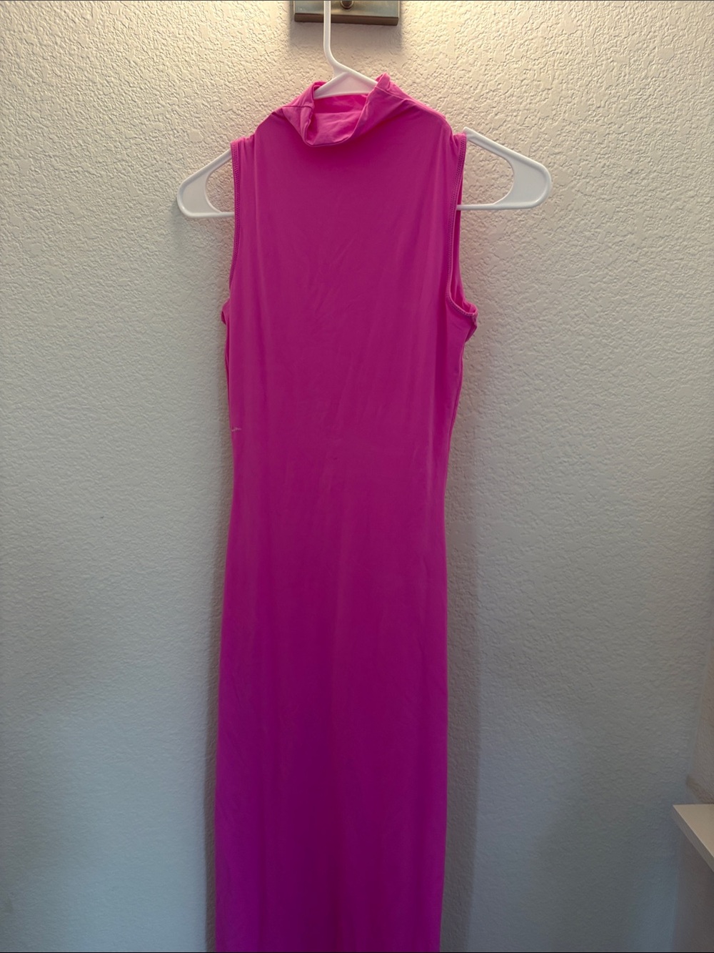 SKIMS Sleeveless NEON PINK Mock Neck Maxi Dress